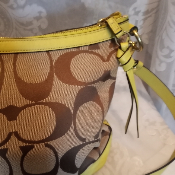 Coach Brown and Lime Green Bag Hobo Y2K Handbag - Picture 10 of 16